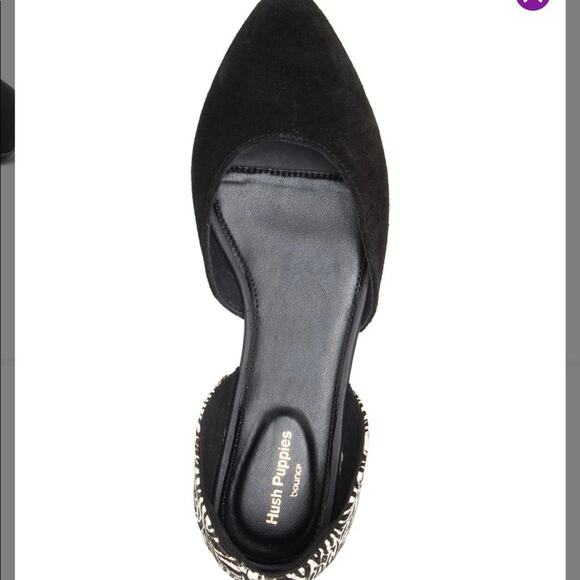 Hush Puppies  Black White Zebra Suede D'Orsay Flat  Ballet Shoes Size 7 Nwt - Picture 8 of 8